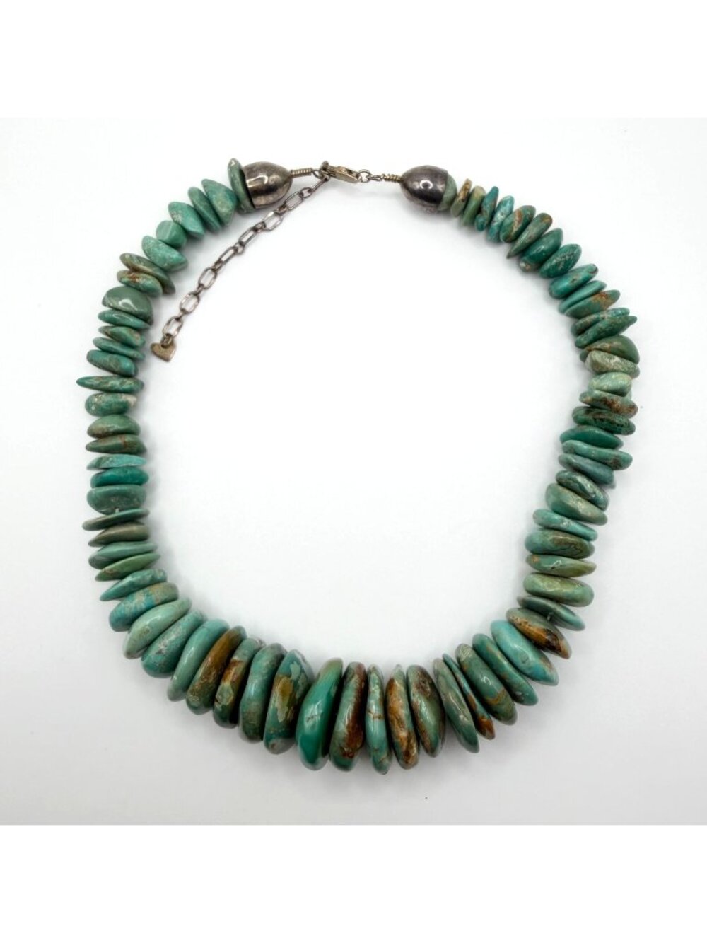 Vintage DTR Turquoise 925 Sterling Silver Necklace With Chunky Beads